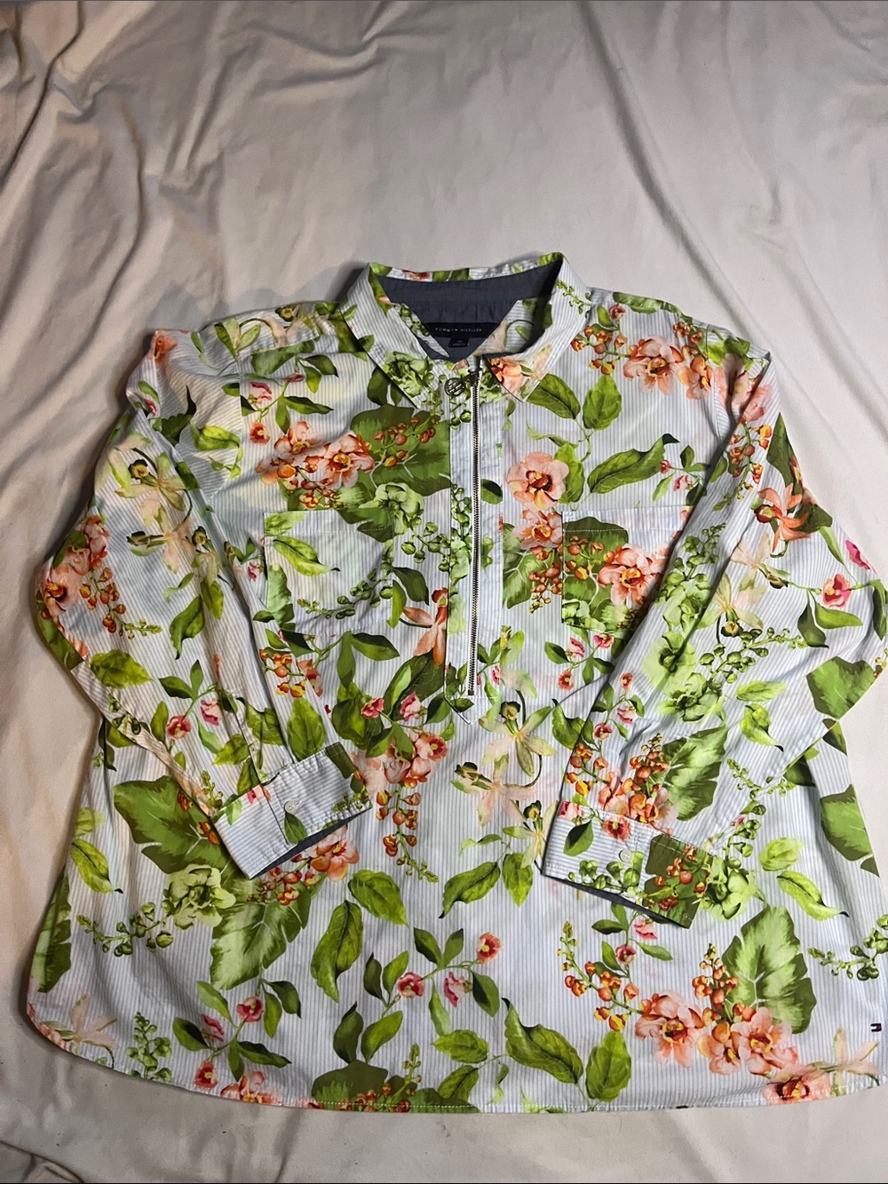Tommy Hilfiger 1/2 Zip Floral Top